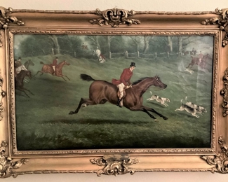 Framed English hunt scene 