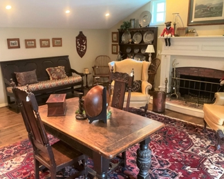 Antique oak library table