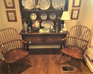Two of four wonderful antique Windsor chairs