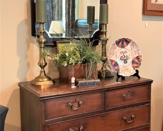 Antique chest; mirror; décor 