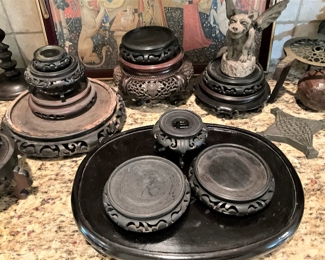 Carved wooden display stands  