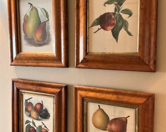 Some of the antique framed fruit art selections in maple frames