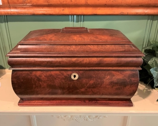 English sarcophagus shaped tea caddy