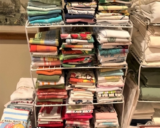 Many linen tea towels