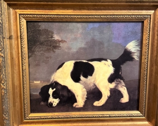 Antique framed dog art