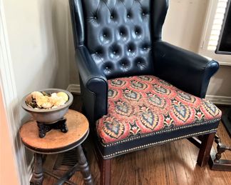 Dark blue leather chair