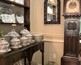 Antique breakfront; John Culver Woodbridge antique clock