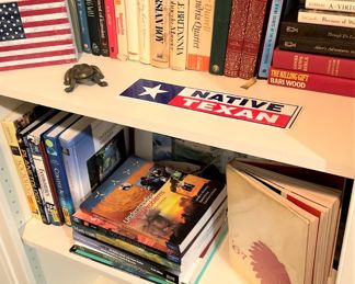 Books; Native Texas sticker; Rummikub game
