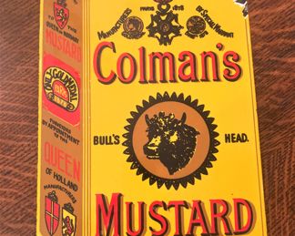 Colman hand printed porcelain enamel antique sign from England