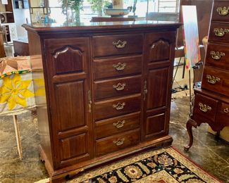 Mahogany 6 Drawer, 2 Door Chest, with 4 additional Drawers inside, with shelving 