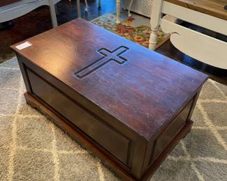 Large Handmade Trunk with Cross Engraved on Top