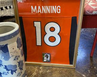 Framed PEYTON MANNING #18 Jersey with Players Card