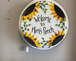 Antique White Enamel Wash Basin Hand-Painted