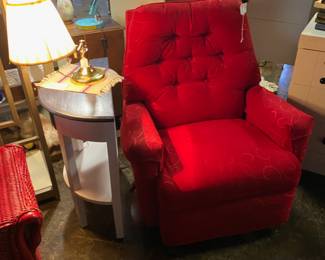 LIKE NEW, Red Swivel Recliner with Tufted Back