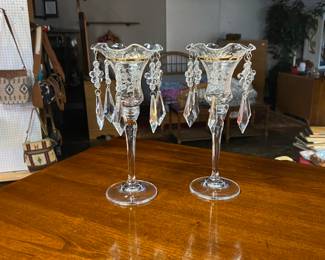 Pair of Crystal Candle Holders 