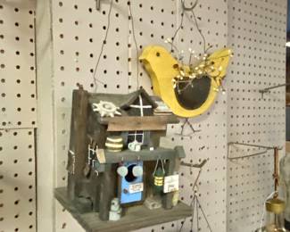 Wooden Birdhouse and Wind Chimes