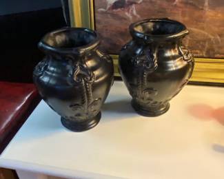 Pair of Black Vintage Vases