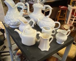 Vintage White Pitchers and Teapots 