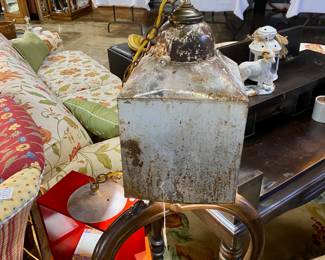 Antique Flour Bin re-designed into a Farmhouse Style Hanging Light Fixture