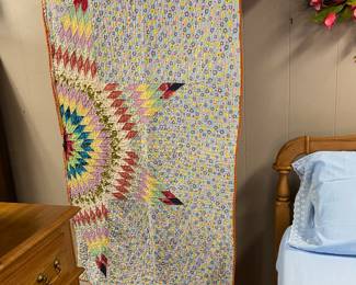 Handmade Antique Quilt Wall Hanging, twin size