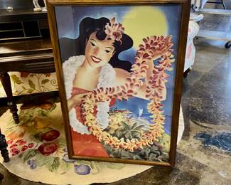 c.1950's THE LAND OF ALOHA framed original poster 36" x 27"
