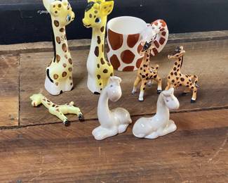 Vintage Giraffe Salt and Pepper Shakers and Giraffe Mug
