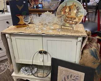 White Cabinet with Scalloped Top 