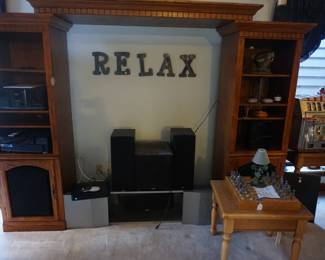 TV cabinet, stereo and electronics