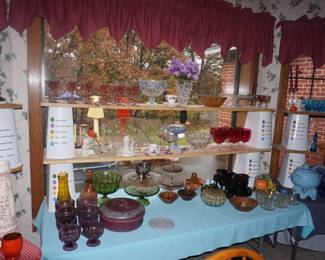 pottery, cake plates, serving pieces, Ruby Red