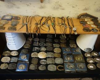 Belt buckles, bolo ties