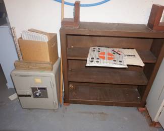 small safe, bookcase