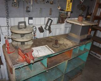 work bench, hardware organizer