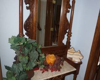 Marble top hall tree