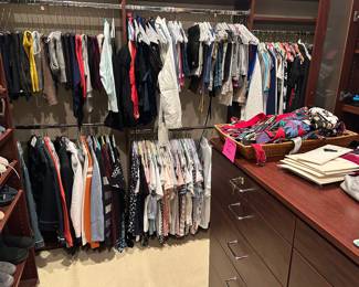 Mens size lg and XL clothing, size 10.5 Mens shoes and size 8 Womens shoes med to small size womens clothing