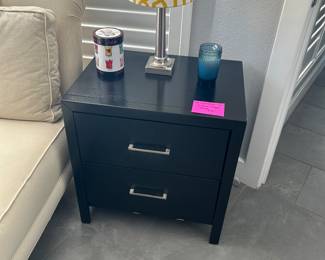 Pair of black 2 drawer nite stands