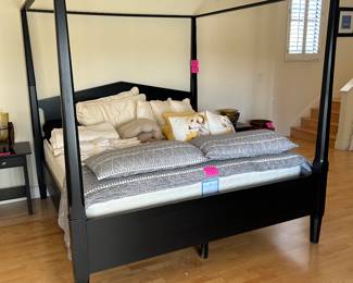 All wood canopy king size bed with King mattress and box spring
