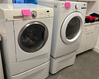 New LG front loading dryer with pedestal and front loading washer with pedestal