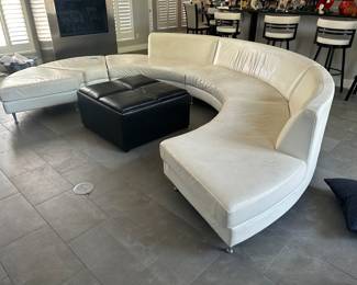 "Cantoni" Leather Italian circular sectional sofa with square ottoman
