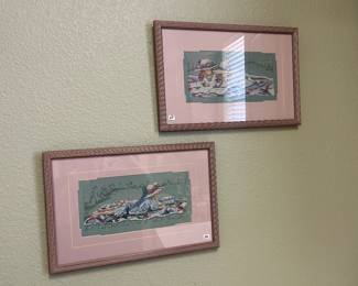 Needle point framed art