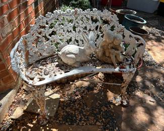 Wrought iron patio bench