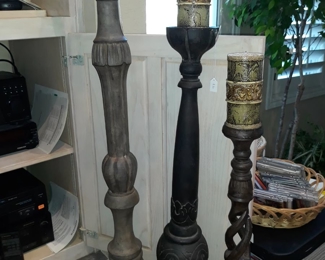 Wood candle holders and candles