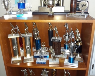 Vintage Golf, soccer, and baseball trophies