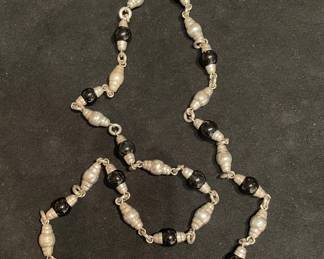VINTAGE STERLING AND ONYX BECKLACE BY TAXCO 