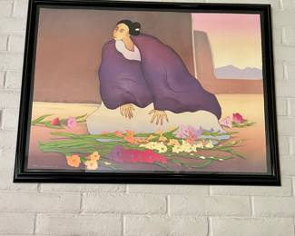 Ca. 1990, Signed limited edition lithograph - "Taos Flowers." Excellent condition. 40" x 52" By R.C. GORMAN 