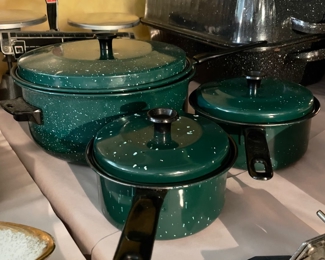 Enamelware Pans and Large Roasting Pan