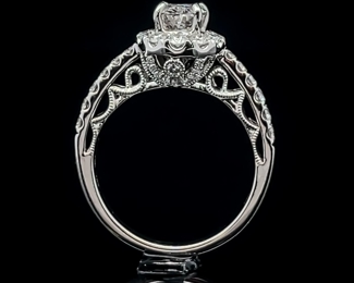 Verragio Designer 1.36 Carat Diamond Princess Solitaire & Round Brilliant Cut Classic Ring in 14k White Gold; $6,500
