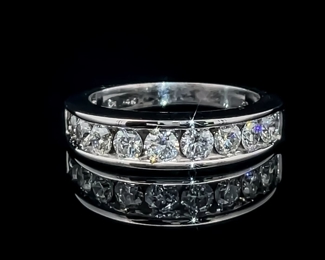 1.00 Carat Diamond Single Row Channel Band in 14k White Gold, Classic Style; $3,500 Retail