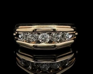 Gent's .90 Carat Diamond Geometric Top Channel Ring in 14k Yellow Gold w/ Independent AppraisalMen's Diamond Ring