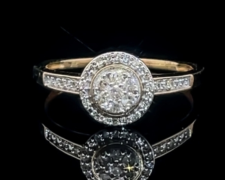 Diamond Concentric Halo Cluster Ring in Yellow Gold; $1,899 Retail