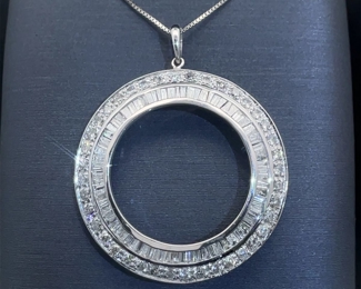 Stunning 1.50 Carat Diamond Eternity Circle, Circle of Life Pendant in 18k White Gold; $5950